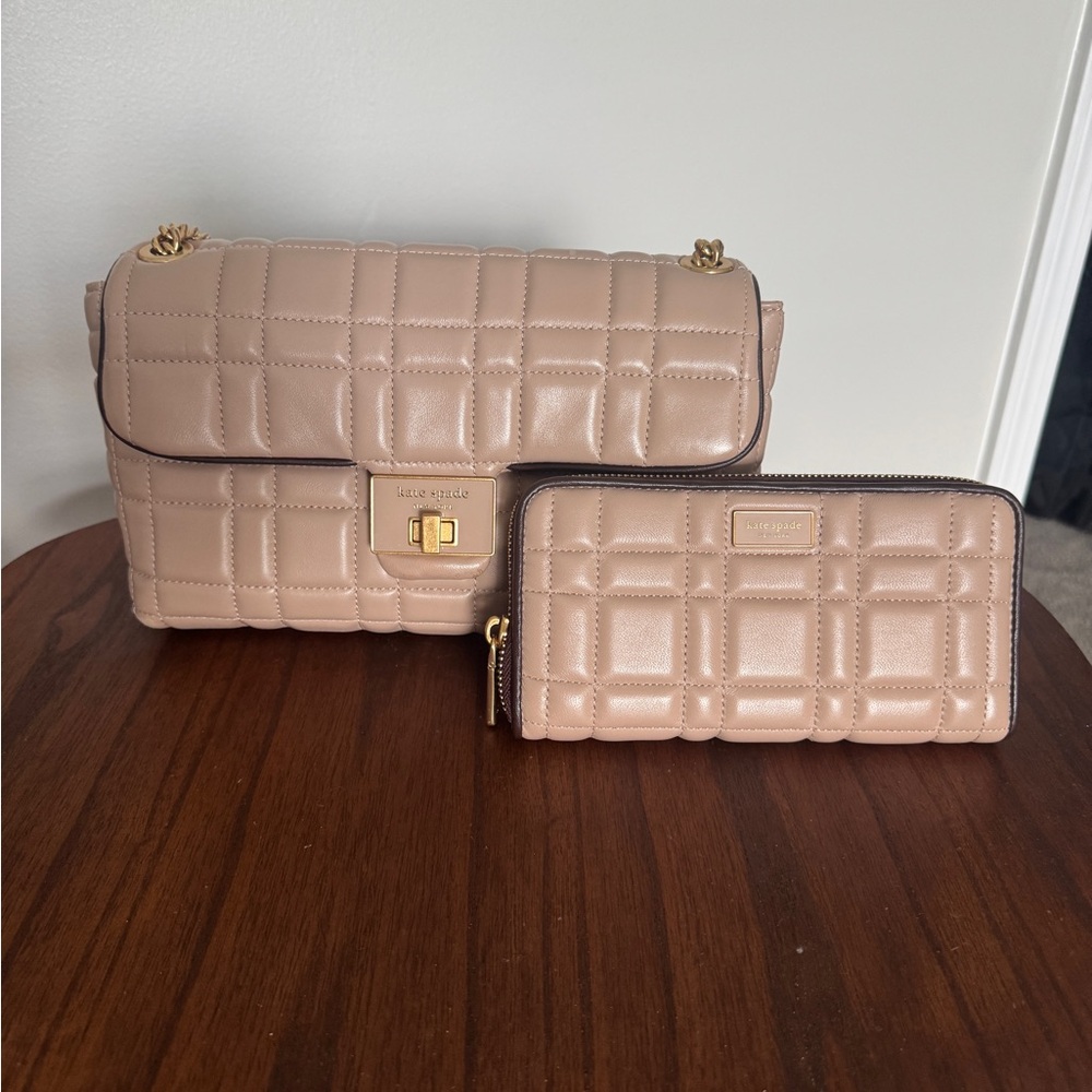 Kate Spade Evelyn Quilted Medium Convertible Shoulder Bag and matching wallet